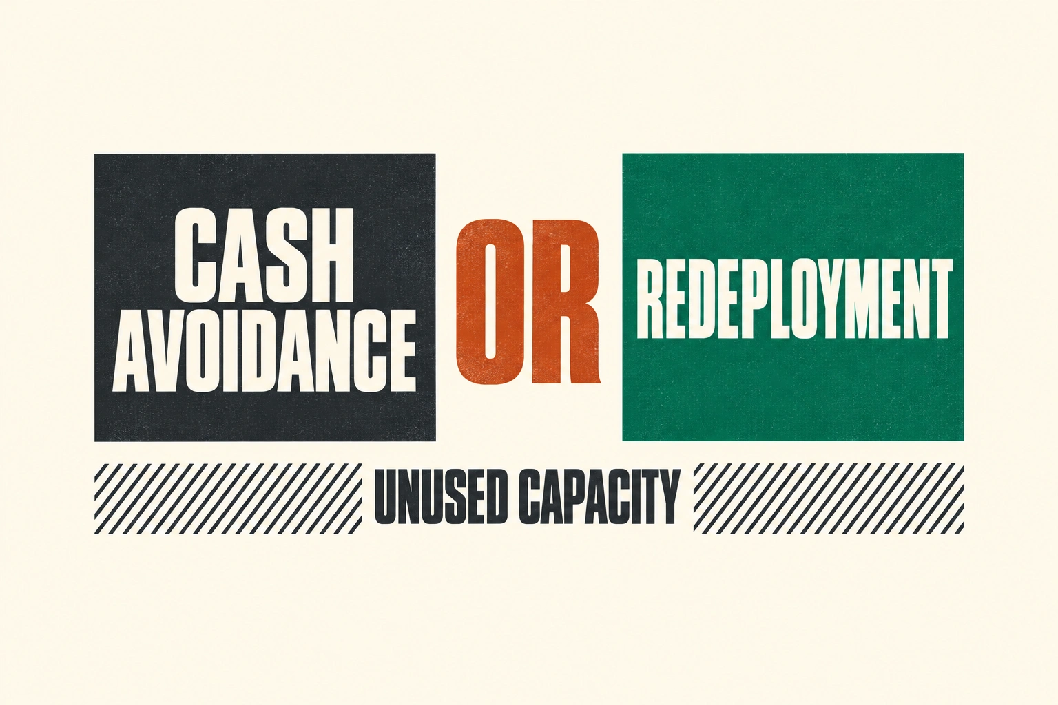 Cash avoidance and redeployment separated by OR, with unused capacity shown below